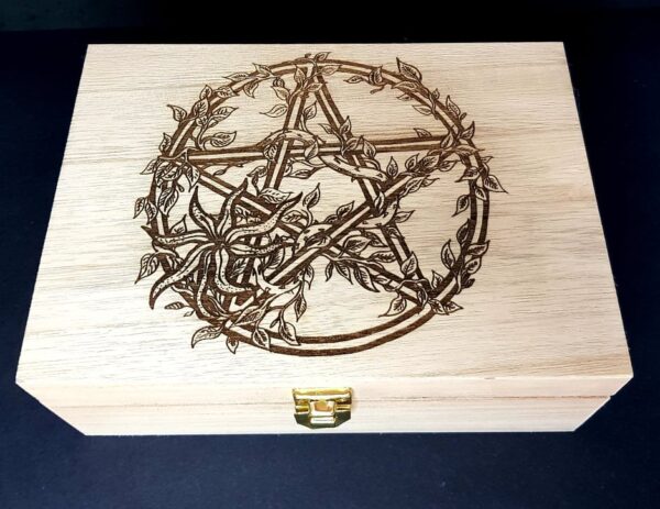 Witches Design, Four Separate Compartments Wooden Box with your choice of Design see Photo - Witchcraft/Crystal/Herb Box - Image 5
