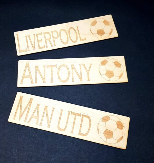 Personalised "Football" Design Wooden Bookmark