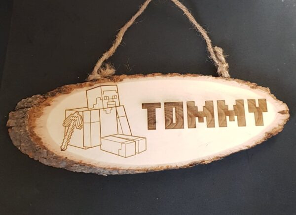 Personalised Laser Engraved Rustic Log Hanging Sign/Plaque