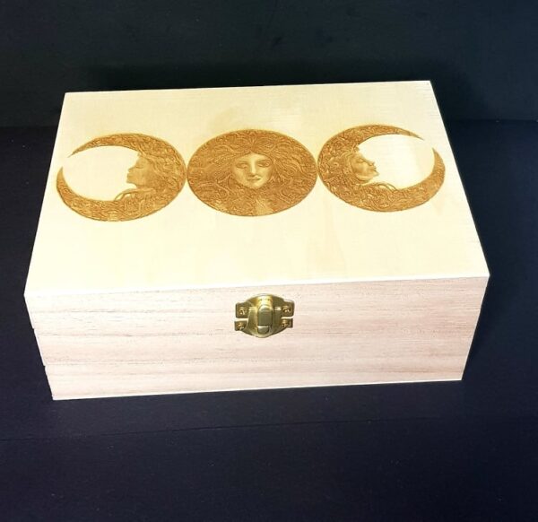 Witches Design, Four Separate Compartments Wooden Box with your choice of Design see Photo - Witchcraft/Crystal/Herb Box - Image 3