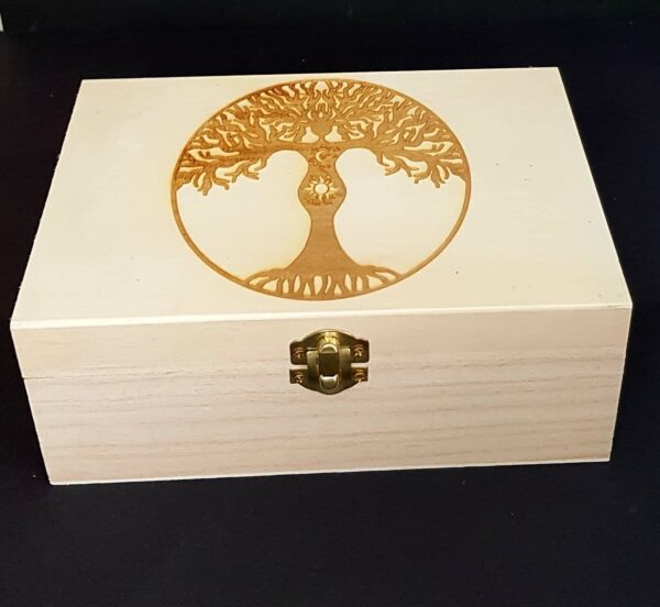 Witches Design, Four Separate Compartments Wooden Box with your choice of Design see Photo - Witchcraft/Crystal/Herb Box - Image 2