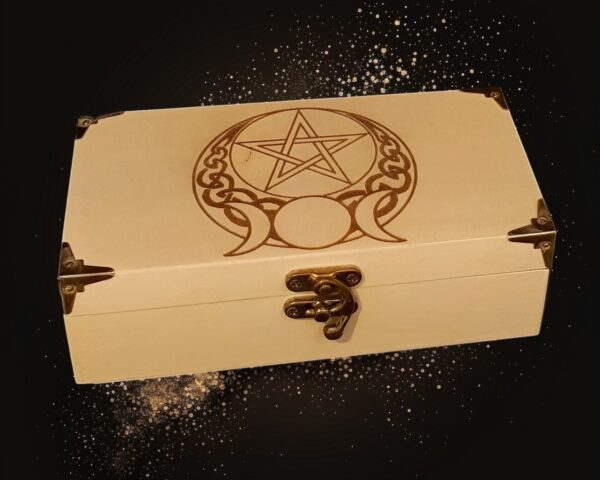 Rectangular Wooden Box "Triple Moon Goddess" Design - Image 2