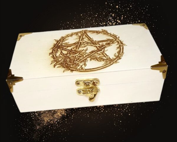 Rectangular Wooden Box "Triple Moon Goddess" Design - Image 4
