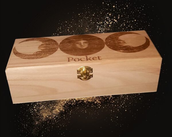 Witches Design, Four Separate Compartments, Long Wooden Box with your choice of Design see Photo - /Witchcraft/Crystal/Herb Box - Image 2