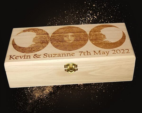 Witches Design, Four Separate Compartments, Long Wooden Box with your choice of Design see Photo - /Witchcraft/Crystal/Herb Box - Image 3