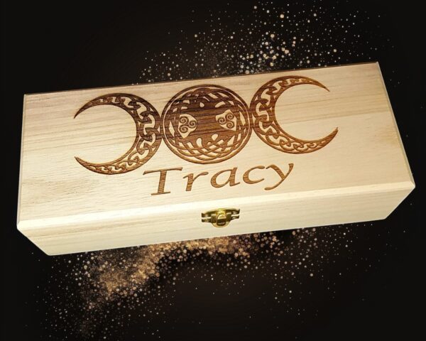 Witches Design, Four Separate Compartments, Long Wooden Box with your choice of Design see Photo - /Witchcraft/Crystal/Herb Box