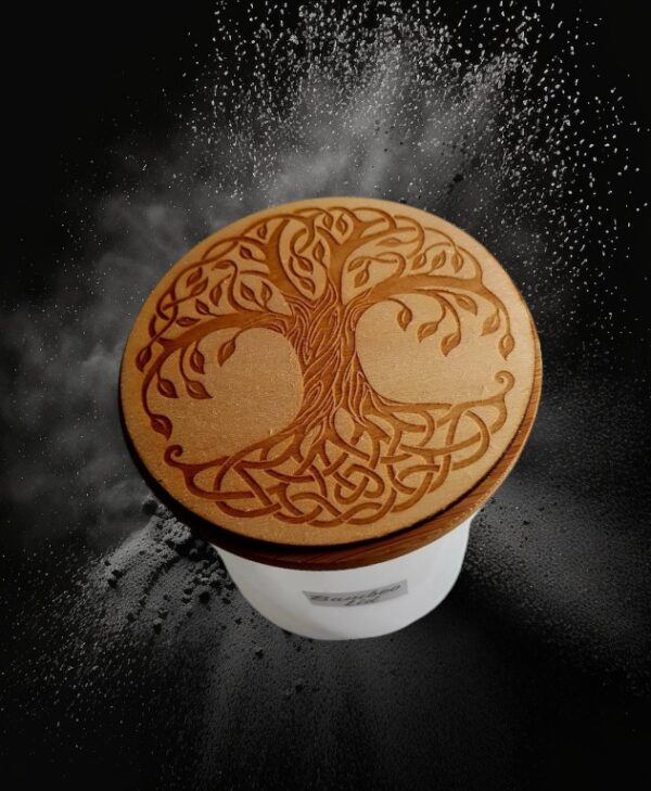Glass Jar with Bamboo Laser Engraved Lid "Witches Designs"