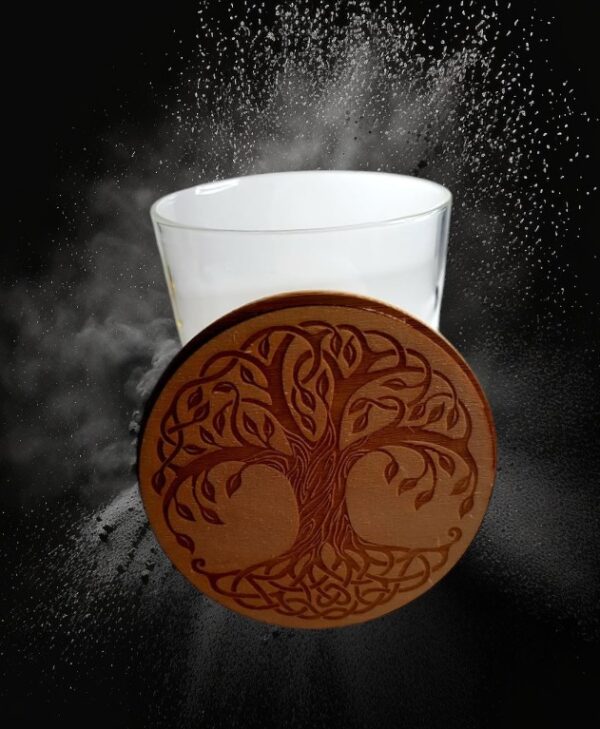 Glass Jar with Bamboo Laser Engraved Lid "Witches Designs" - Image 2