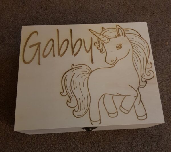 Personalised Large Wooden Box "Unicorn Design"