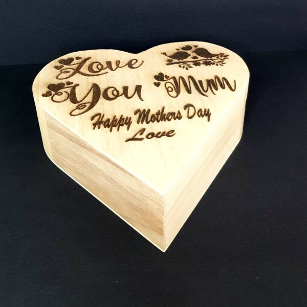 Mother's Day Personalised  Keepsake Wooden Heart Box
