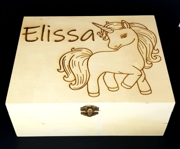 Personalised Large Wooden Box "Unicorn Design" - Image 2