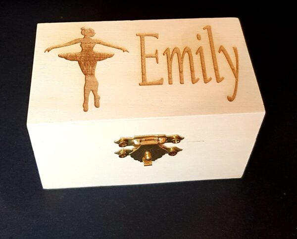 Personalised "Ballarina" Design Small Trinket Wooden Box