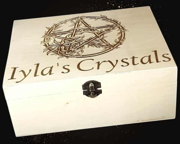 Personalised Large Wooden “ Pentagram with Ivy” Crystal Box - Image 8