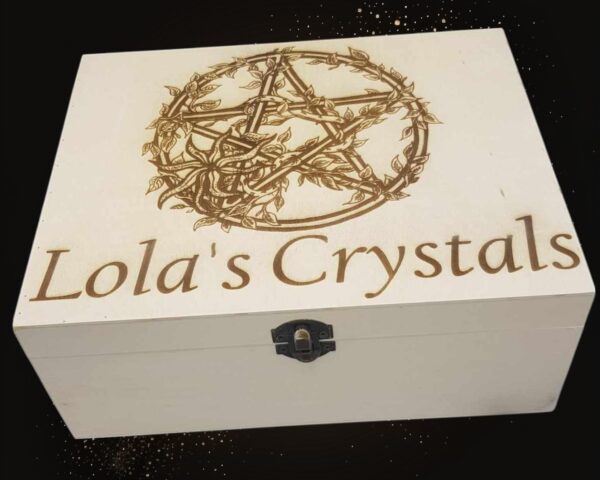 Personalised Large Wooden “ Pentagram with Ivy” Crystal Box - Image 6