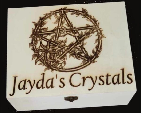 Personalised Large Wooden “ Pentagram with Ivy” Crystal Box - Image 4