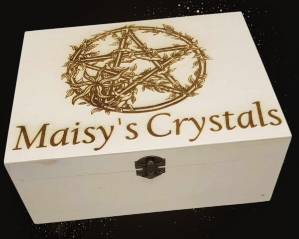 Personalised Large Wooden “ Pentagram with Ivy” Crystal Box - Image 3