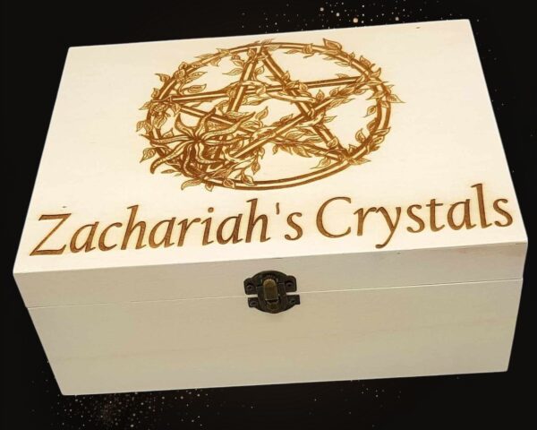Personalised Large Wooden “ Pentagram with Ivy” Crystal Box