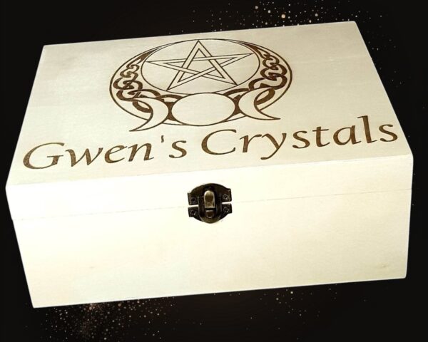 Personalised Large Wooden "Triple Moon Pentagram" Crystal Box - Image 3