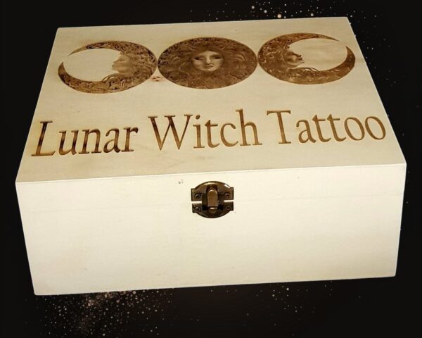 Personalised Large Wooden “Triple Moon Goddess” Design Crystal Box - Image 2