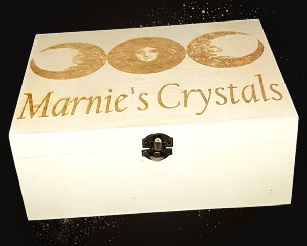 Personalised Large Wooden “Triple Moon Goddess” Design Crystal Box