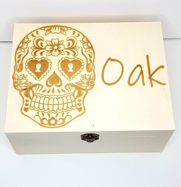 Personalised "Sugar Skull" Design Large Wooden Box - Image 3