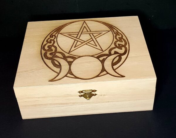 Witches Design, Four Separate Compartments Wooden Box with your choice of Design see Photo - Witchcraft/Crystal/Herb Box - Image 6