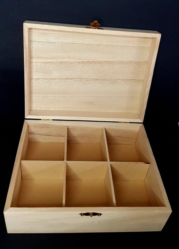 Bespoke “Elephants with Balloons” Wooden Box with 6 Separate Compartments and 6 Wooden Hearts - Image 3