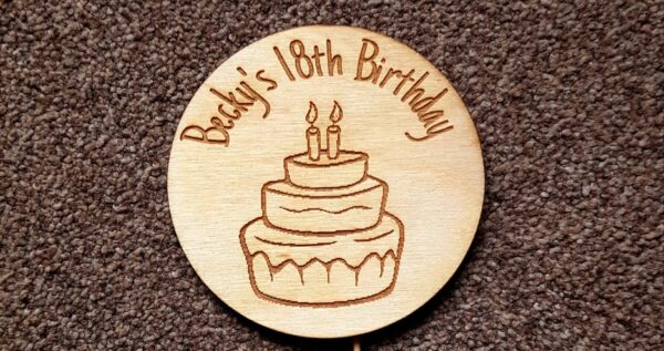 Bespoke Wooden Cake Topper - Laser Engraved, for any occasion - Image 5