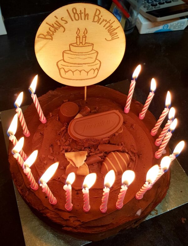 Bespoke Wooden Cake Topper - Laser Engraved, for any occasion - Image 3