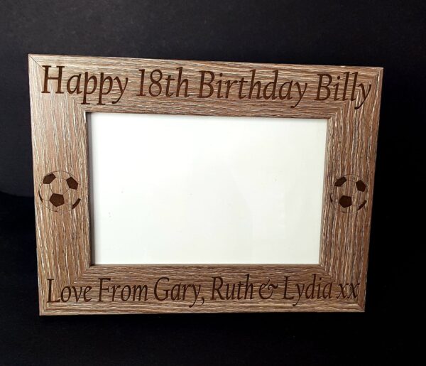 Personalised  "18th Birthday" Wooden Photo Frame Engraved with your message (DARK WOOD)