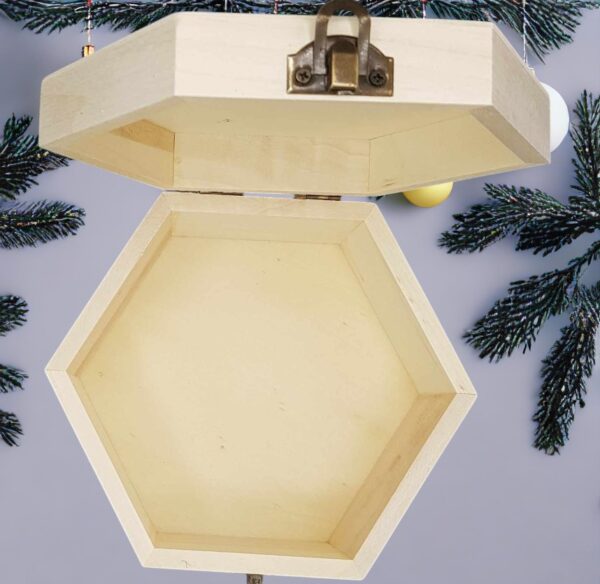 Personalised "Christmas" Design Hexagonal Laser Engraved Wooden Sweet Box - Image 9