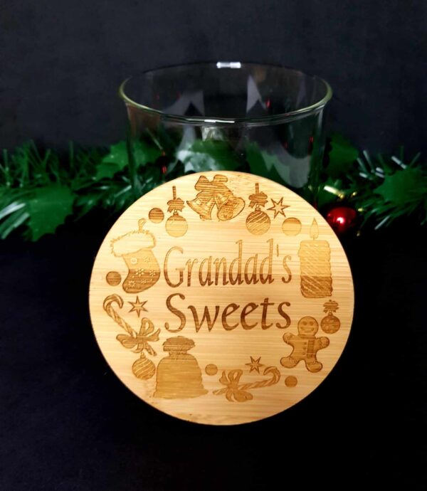 Christmas Glass Jar with Bamboo Laser Engraved Lid “Sweet” Design - Image 7
