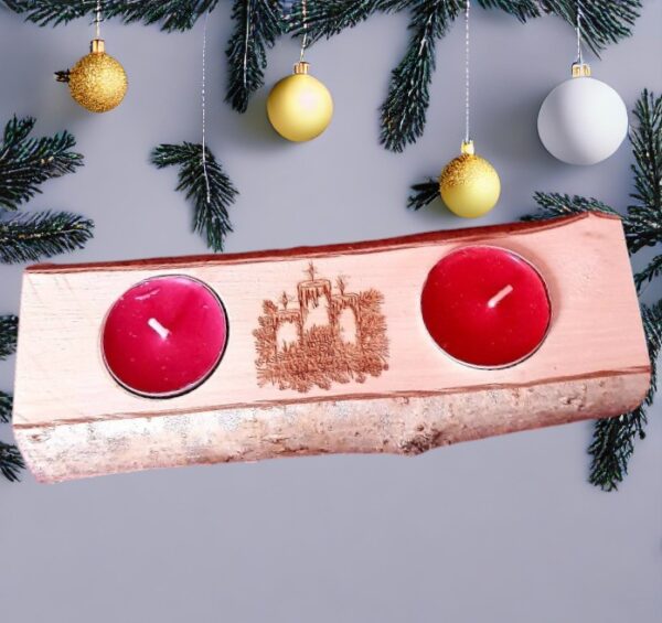 Rustic Log Christmas Tea Light Holder