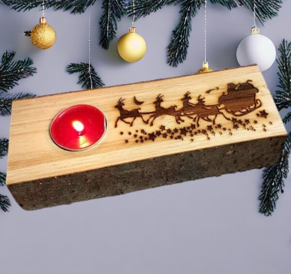 Rustic Log Christmas Tea Light Holder - Image 2