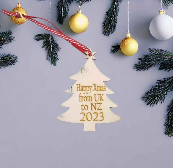 Personalised "Wooden Christmas Tree" Decoration - Image 2