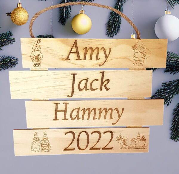 Personalised "Christmas Gonk" Wooden Hanging Christmas Sign
