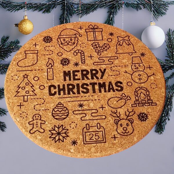 Christmas Design Cork Heat Pan Protector/Trivet