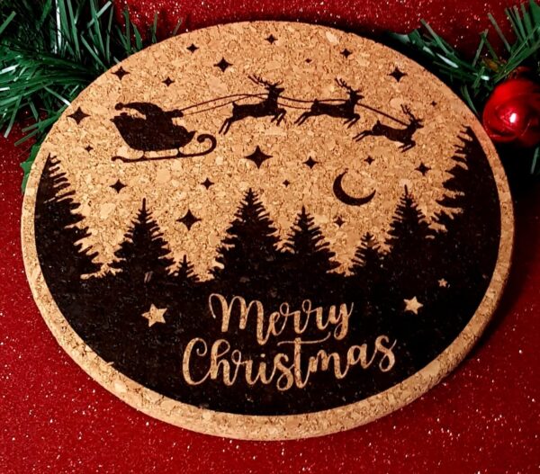 Christmas Design Cork Heat Pan Protector/Trivet