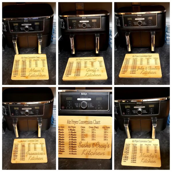 Personalised Air Fryer Conversion Chart Bamboo Chopping Board - Image 2
