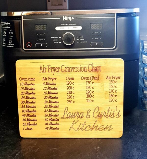 Personalised Air Fryer Conversion Chart Bamboo Chopping Board - Image 7