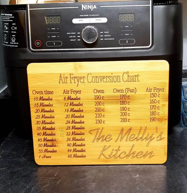 Personalised Air Fryer Conversion Chart Bamboo Chopping Board - Image 4