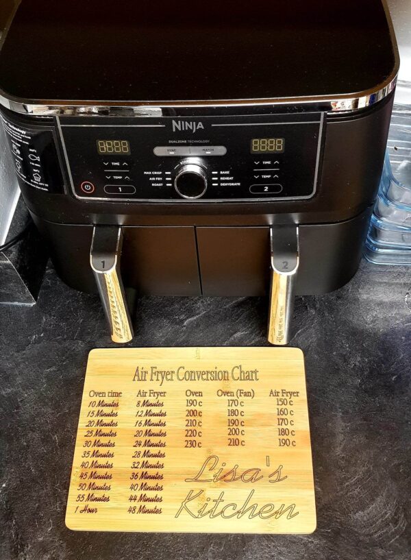 Personalised Air Fryer Conversion Chart Bamboo Chopping Board - Image 6