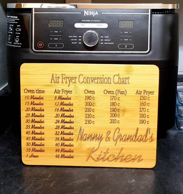 Personalised Air Fryer Conversion Chart Bamboo Chopping Board - Image 8