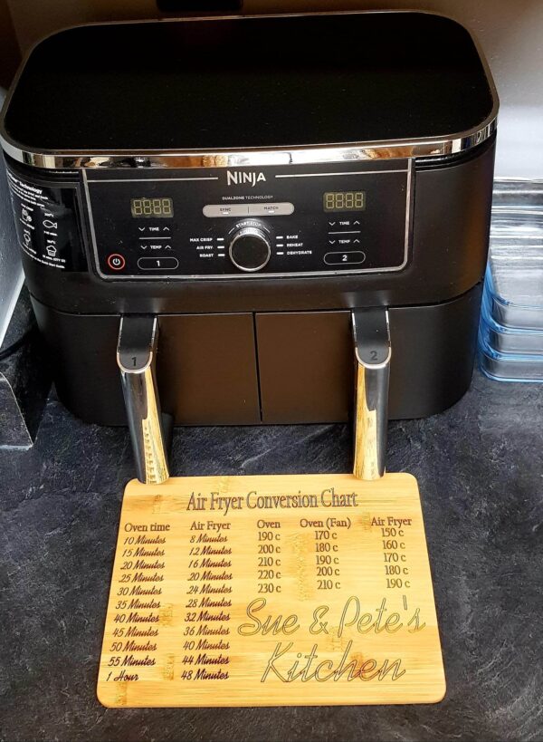 Personalised Air Fryer Conversion Chart Bamboo Chopping Board - Image 5