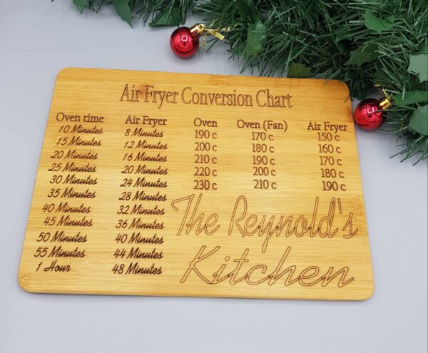 Personalised Air Fryer Conversion Chart Bamboo Chopping Board - Image 12