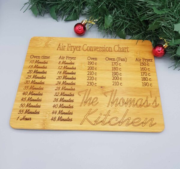Personalised Air Fryer Conversion Chart Bamboo Chopping Board - Image 9