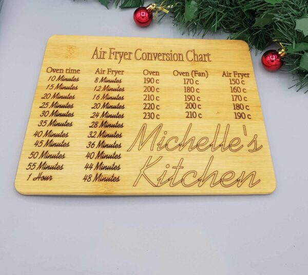 Personalised Air Fryer Conversion Chart Bamboo Chopping Board - Image 11