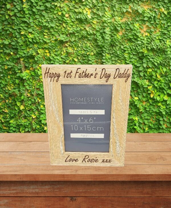 Personalised Memorial Wooden Photo Frame Engraved with your message (LIGHT WOOD) - Image 2
