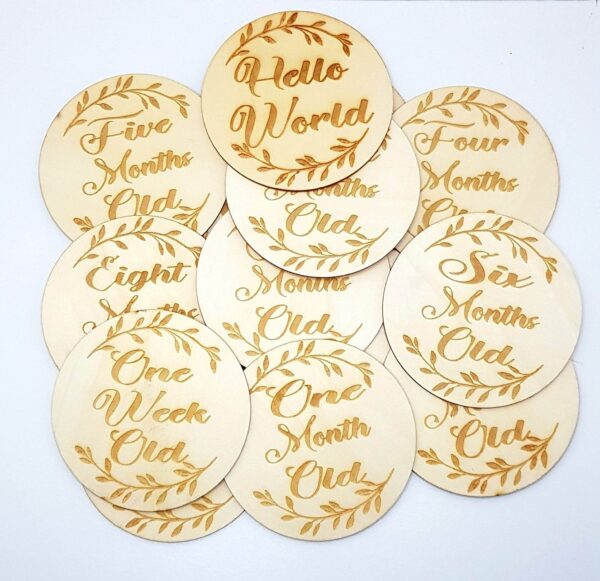 Set of Wooden Baby Milestone Discs