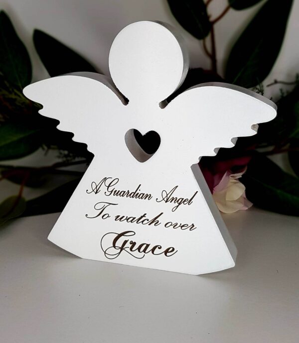 Personalised Freestanding White Wooden Angel